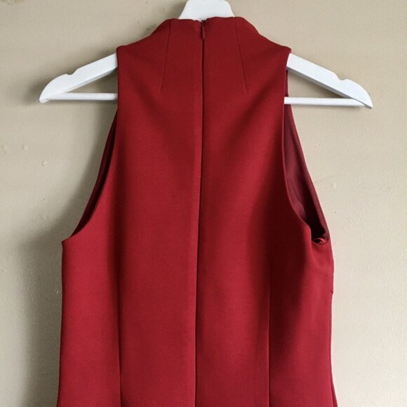 N/Nicholas Ponti Diamond Cut-Out Sleeveless Scuba Midi Cocktail Dress Red Size 6 - Picture 6 of 10